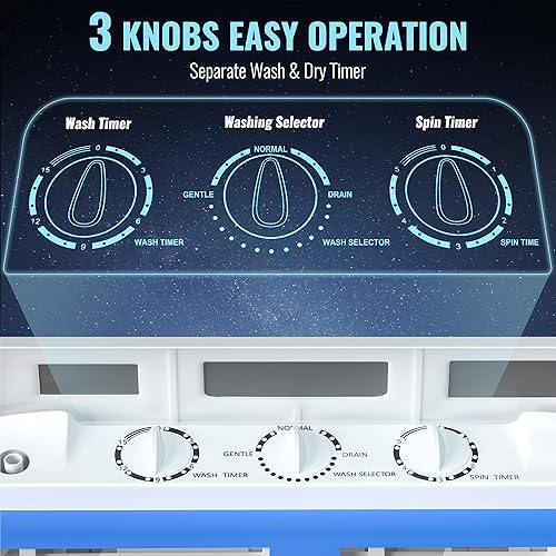 Miniatura 2 de Superday Lavadora portátil de 21.6 libras, mini lavadora compacta de doble tina 2 en 1 y secadora giratoria con control de tiempo de drenaje por