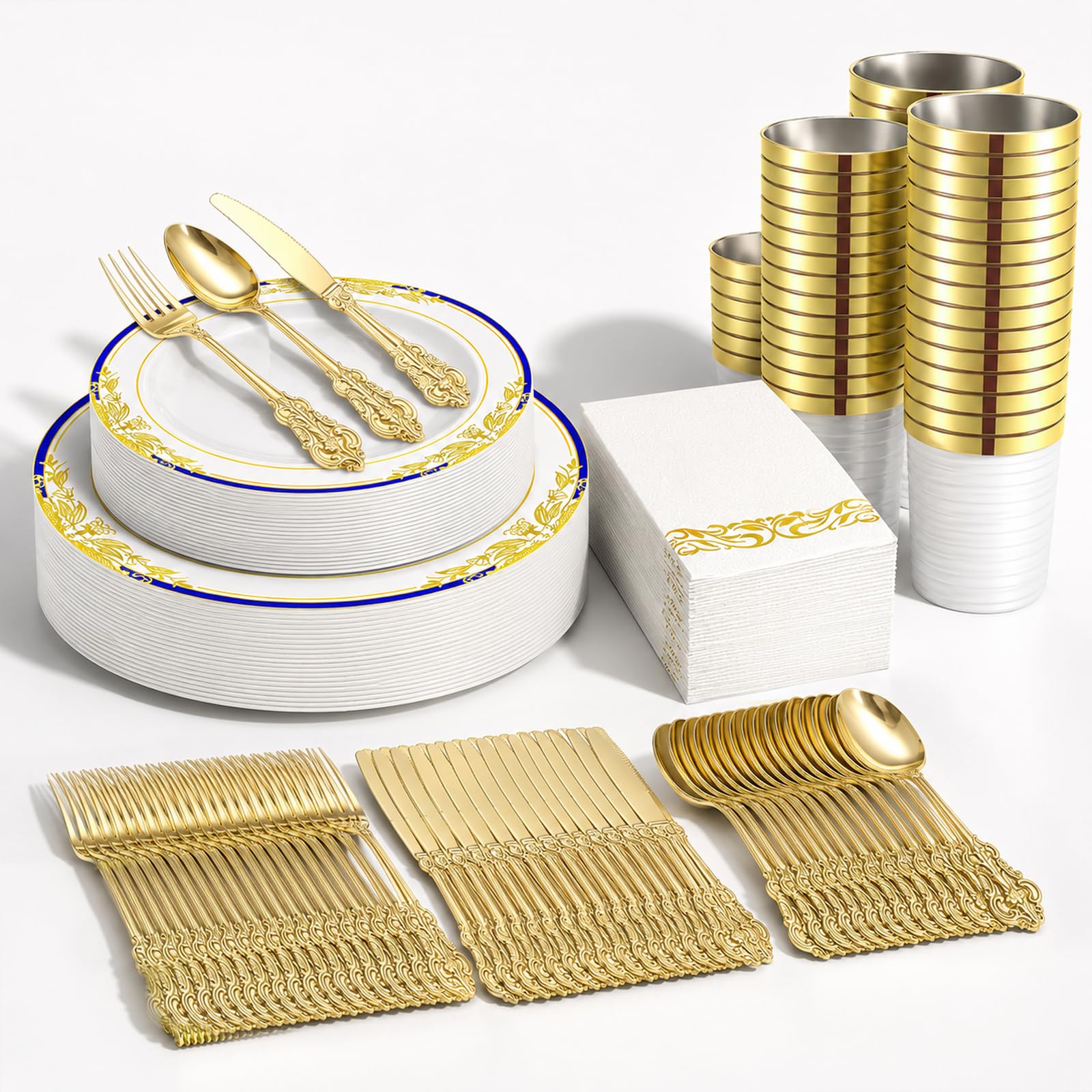 Gold Disposable Plates Set - Elegant Party Plates -8 Gold Disposable Plates Set - Elegant Party Plates -8