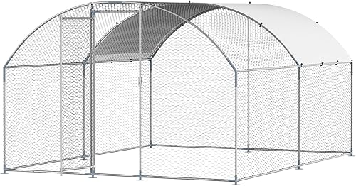 Miniatura 11 de VEVOR Gallinero de metal grande con paso, 13.1 x 9.8 x 6.5 pies para patio con cubierta impermeable, jaula grande para aves de corral para