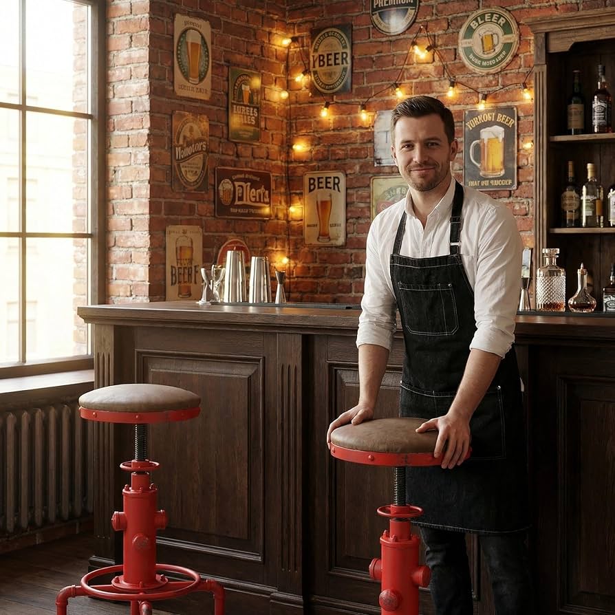Amazon.com: Topower Antique Vintage Industrial Barstool PU Leather