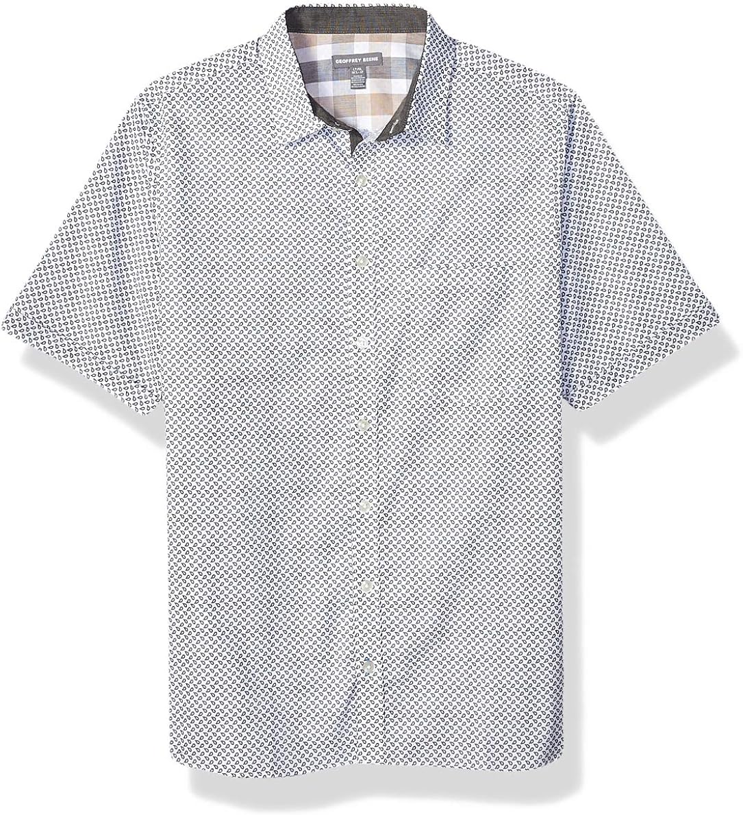 Geoffrey Beene Men's Big and Tall Easy Care Short Sleeve Button Down Shirt, Bright White, Large Tall at  Men’s Clothing store