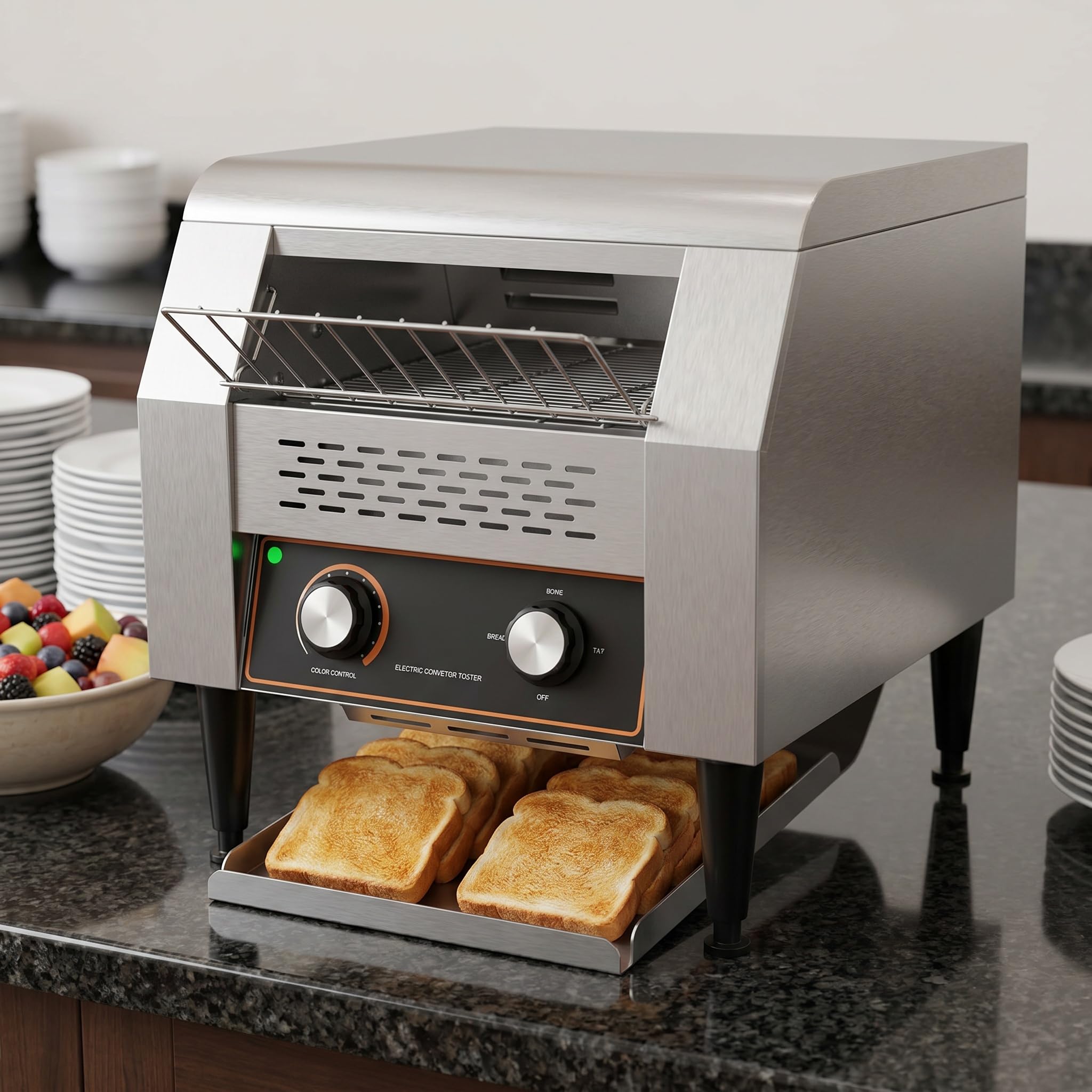 Tostapane A Nastro Commerciale Ad Alta Efficienza - 150 Fette/Ora, Macchina Rotativa per Toast Ideale per Hotel, Ristoranti, Bar E Buffet.
