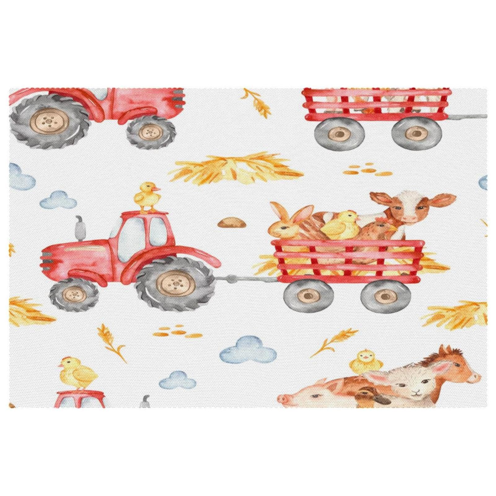 Lot de 6 sets de table pour tables de salle à manger animaux de la ferme tracteur 30x45