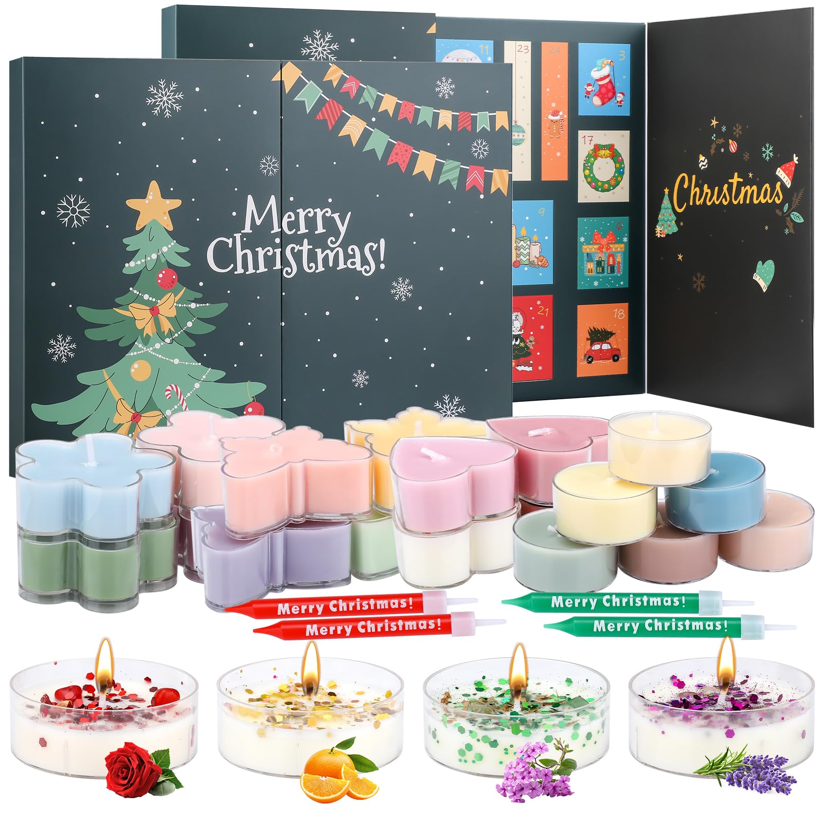 Teokantz Candle Advent Calendar 2025 Women, 22 Scented Candles Tealight with 4 Merry Christmas Candles