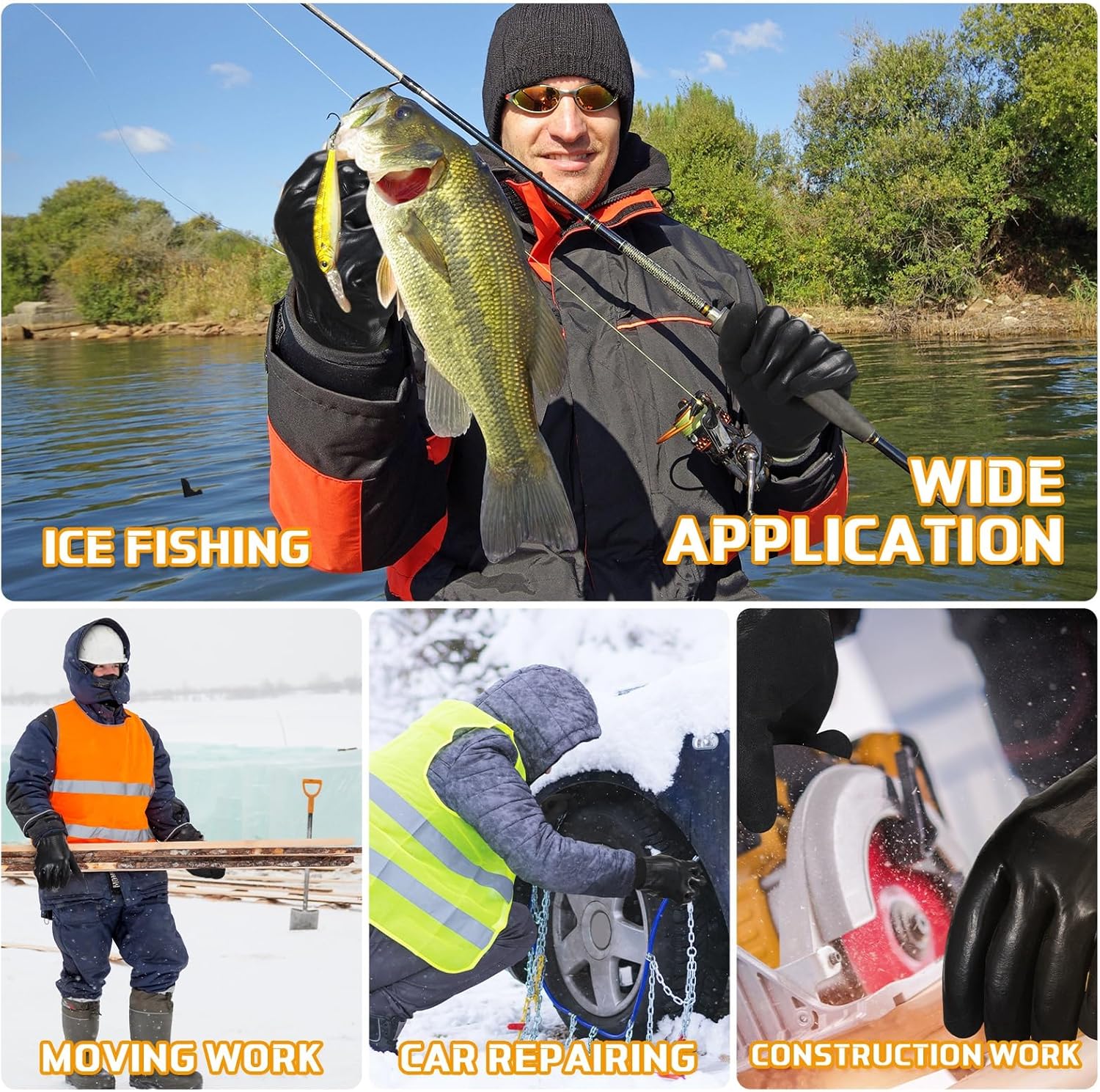 Sintuff Waterproof Work Gloves for Men Insulated Freezer Winter Work Gloves with Sandy Grip for Outdoor - Image 6