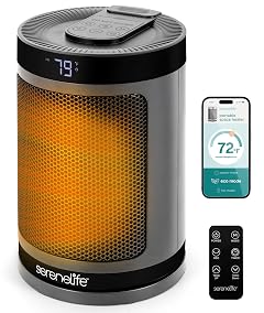 SereneLife Smart Space Heater 1500W Indoor Electric Heater with Thermostat Remote Control 12-Hour Timer Wi-Fi Enabled PTC Ceramic