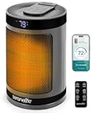 SereneLife Smart Space Heater – 1500W Indoor Electric Heater with Thermostat, Remote Control, 12-Hour Timer, Wi-Fi Enabled PTC Ceramic Heating for Home and Office, Gray (5.9