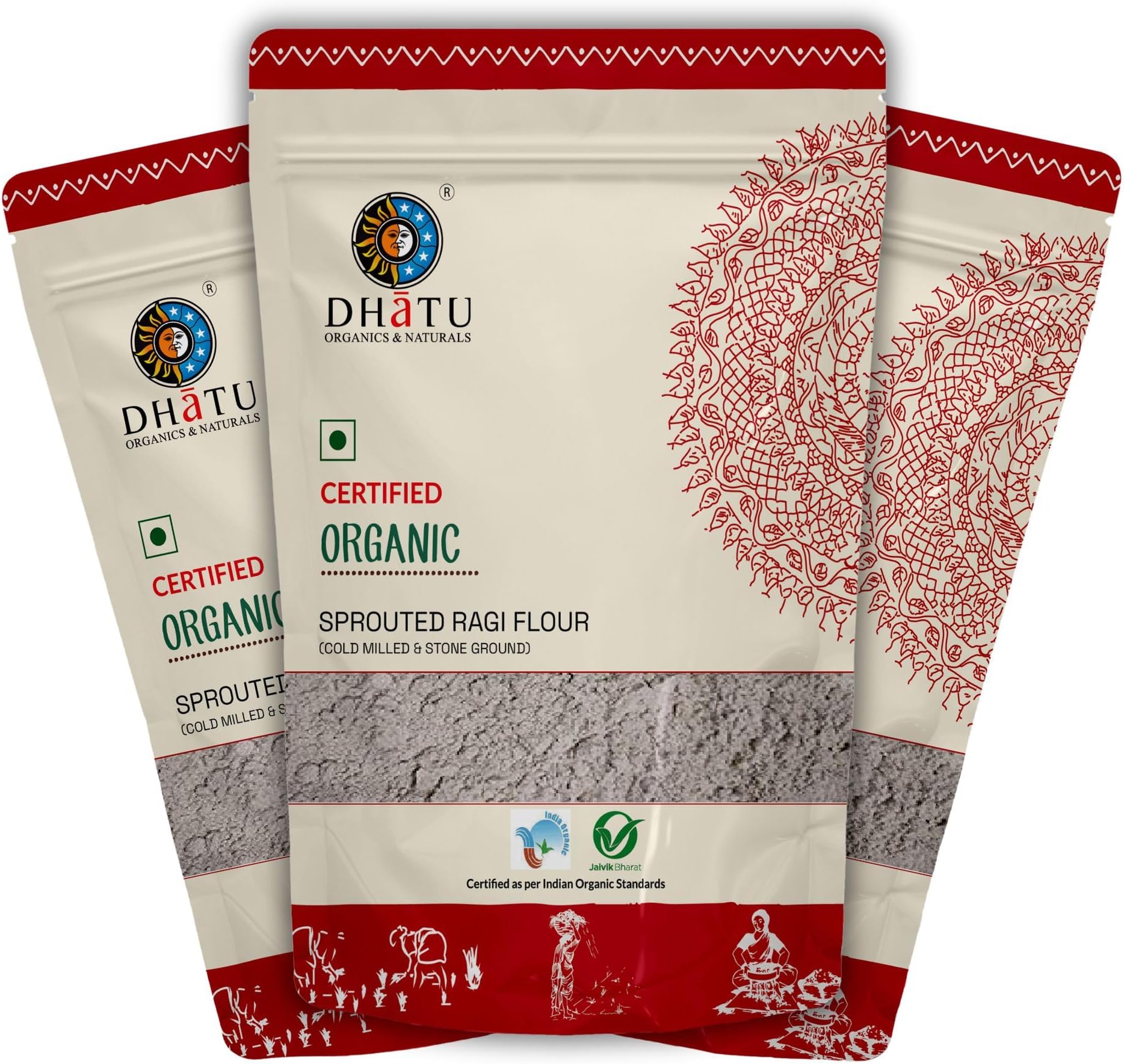 - Dhatu Organics "Sprouted" Ragi Flour 500g (Pack of 3) | No Added Sugar - No Salt | Food for children and all ages | Madua/Nachni/Kelvaragu Atta