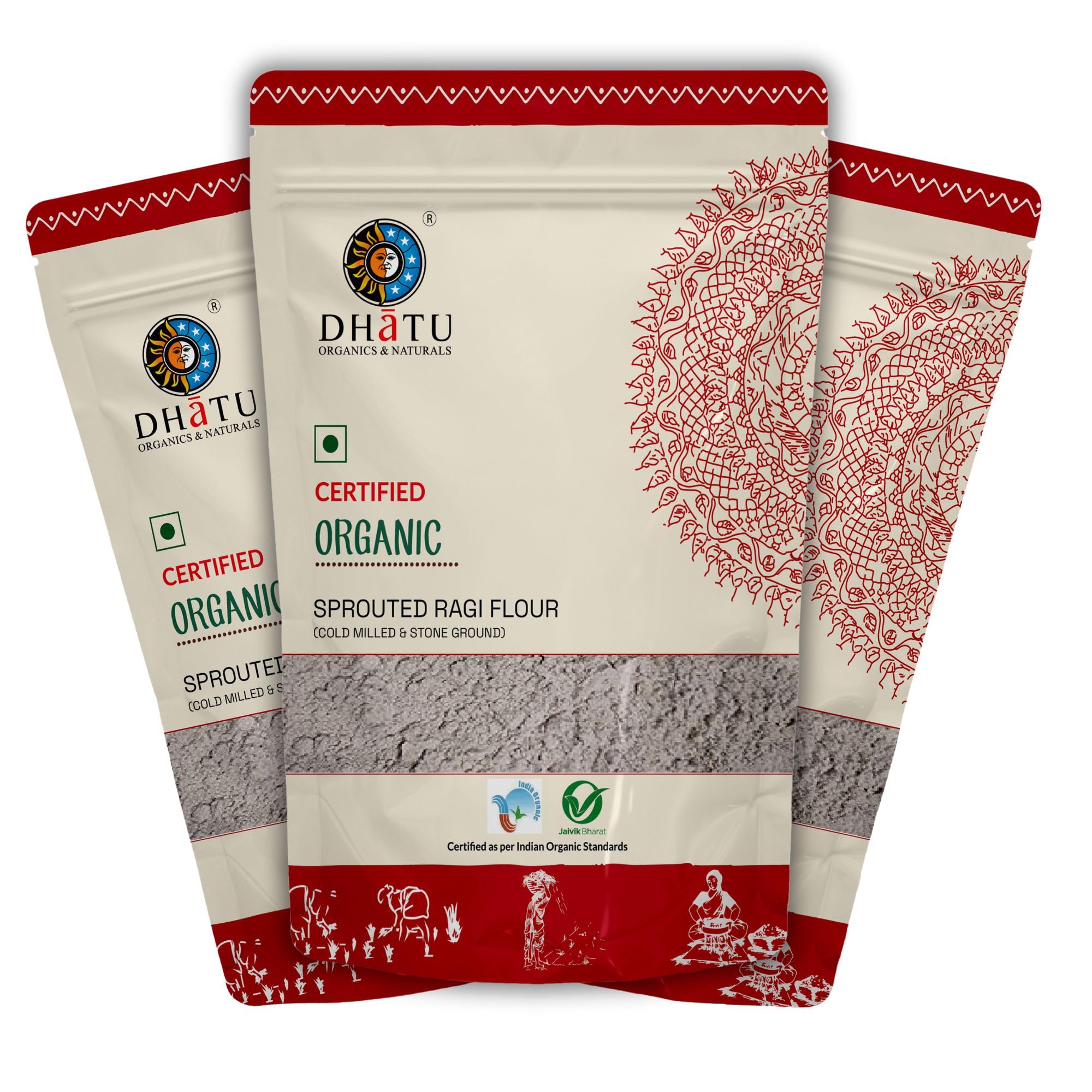 Dhatu Organics Sprouted Ragi Flour 500g (Pack of 3) | 100% Cold milled using German technology | Easy Digestion | Non-Acid Forming | Alkaline | Calcium & Fibre Rich | Food for children and all ages | Madua/Nachni/ Kelvaragu Atta-image-31