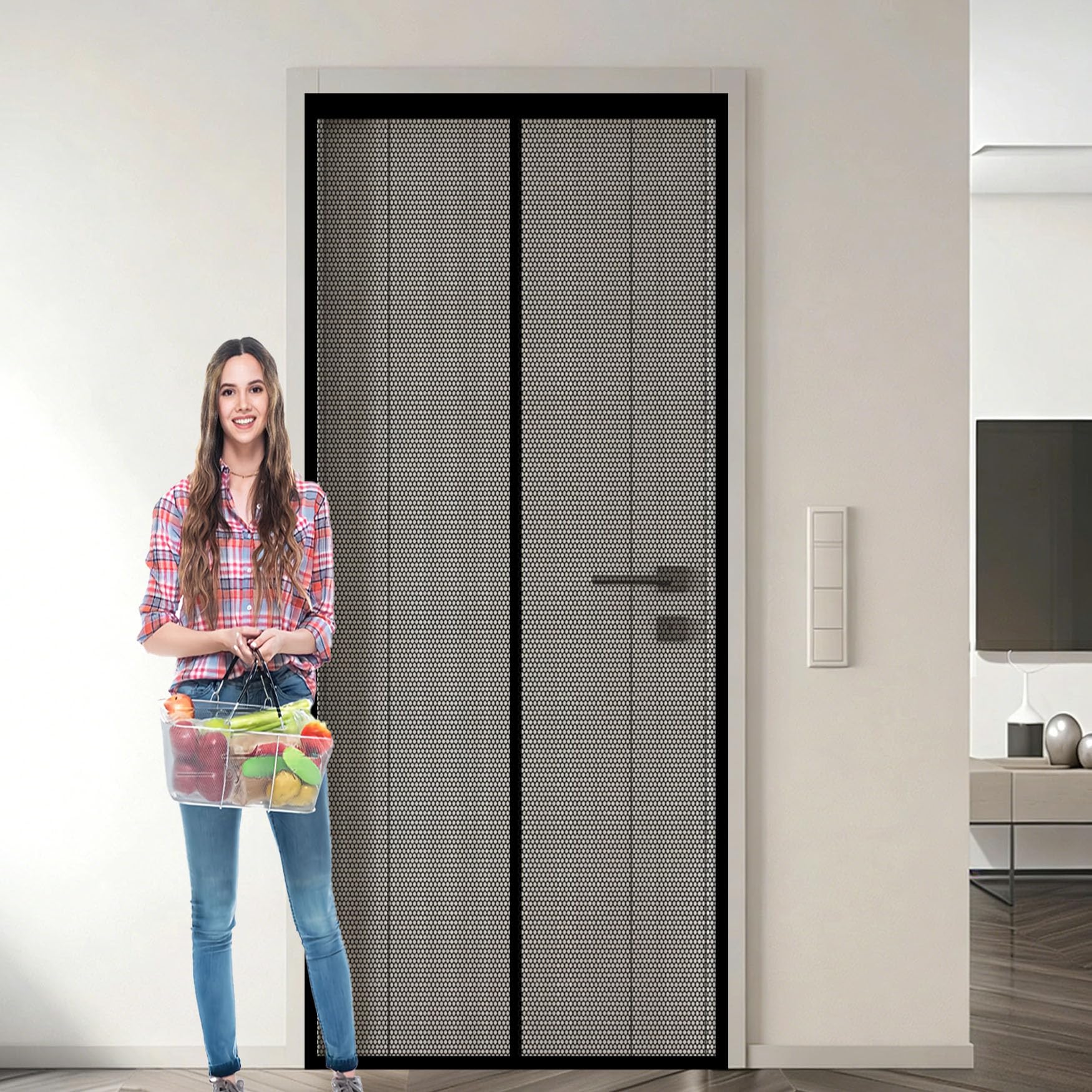 Moustiquaire porte magnétique 104x245 cm rideau moustiquaire noir