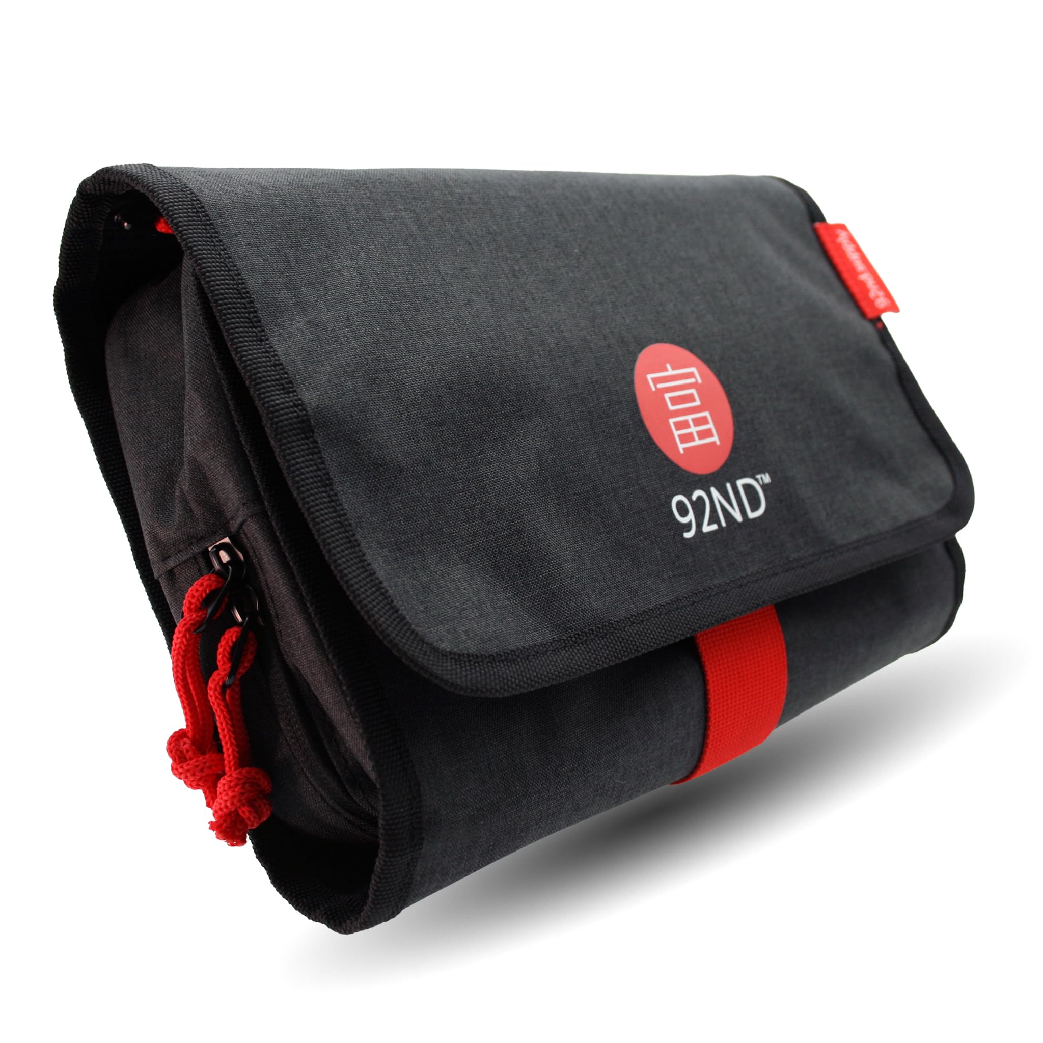 92ND.Supply, Neceser para hombre, neceser para hombre, colgar todos los compartimentos con cremallera, mucho espacio de almacenamiento mediante correas ajustables, cierre de . (gris), Negro , 61 x 27