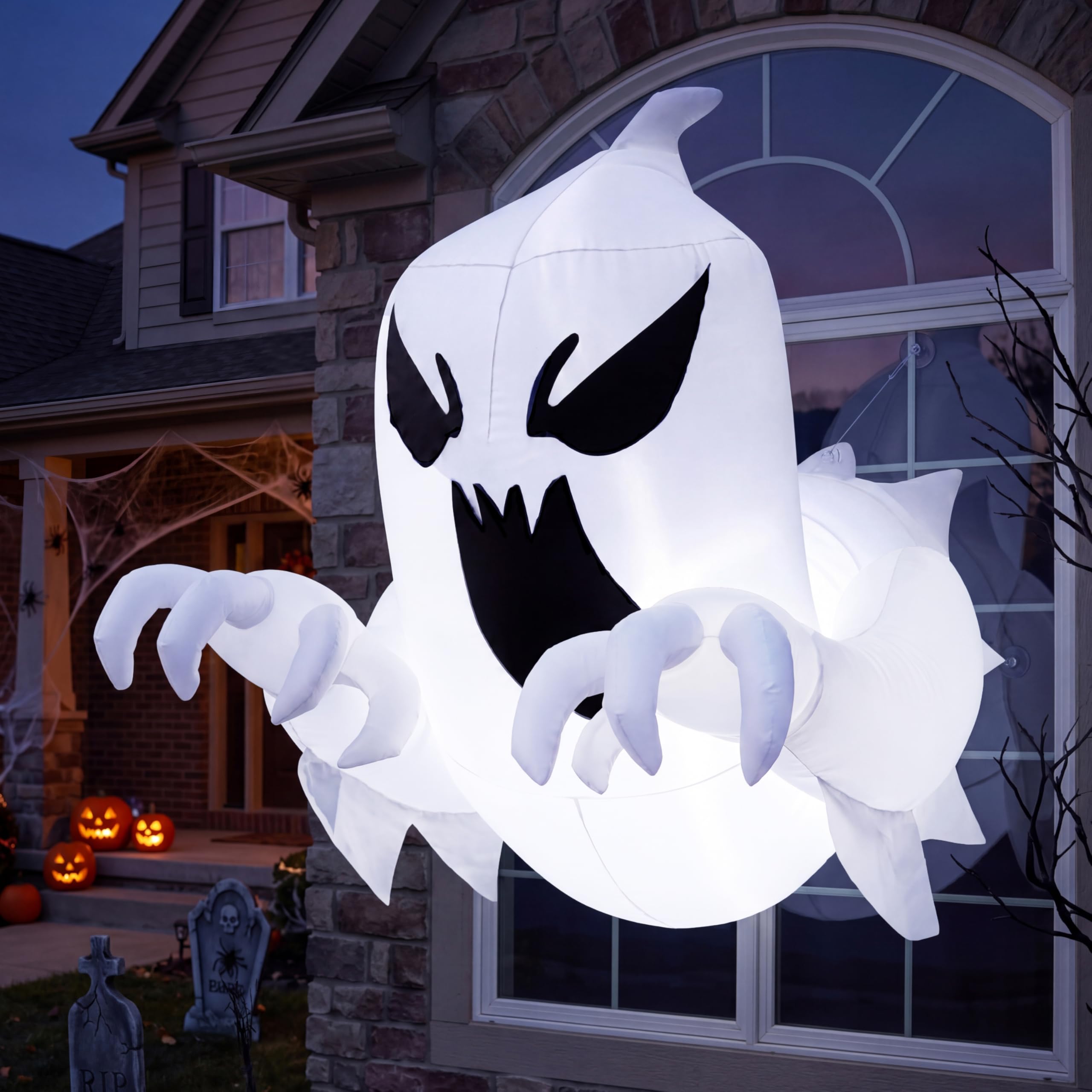 Joiedomi Spaventoso fantasma volante gonfiabile da 1,5 m, con LED integrato, per feste di Halloween, per interni, esterni, cortile, giardino, decorazione per prato