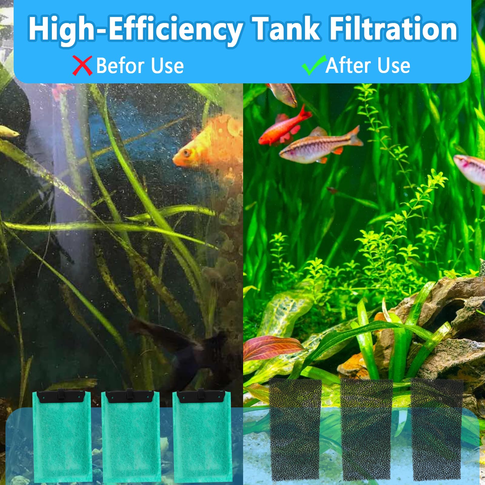 Set di cartucce filtro per acquari compatibile con Tetra EasyCrystal Aquarium C250 e C300, include 12 filtri a carbone attivo e 5 filtri in schiuma