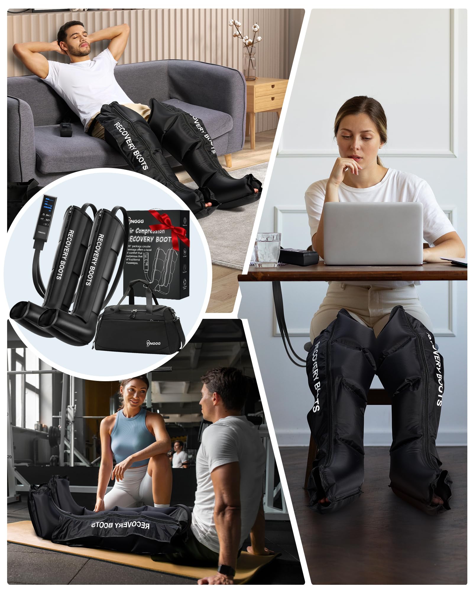 YINGGG Air Leg Massager with Compression: Professional Full Compression Boots with Adjustable 9 Intensities, Leg Massager for Circulation and Fatigue Relief for Post-Workout(Large)