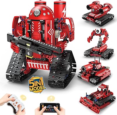 Suplanet STEM Projects for Kids Ages 8-12, 5-in-1 Remote Control and APP Programmable Robot Toys - 495 Pcs DIY Building Science Educational Kit, Building Block Birthday Gift for Teen Boys Girls