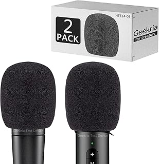 Geekria for Creators Foam Windscreen Compatible with Shure SM57-LCE, PGA81-LC, Microphone Antipop Foam Cover, Mic Wind Cover, Sponge Foam Filter (Black / 2 Pack)