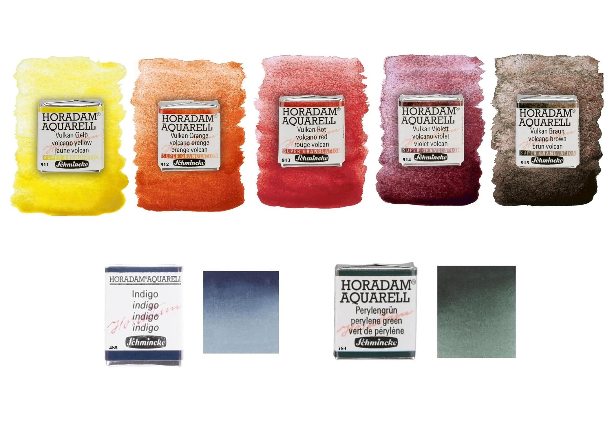 Schmincke Horodam Super Granulation aquarelles Extra-Fines 5 x 1/2 Godets + 2 x 1/2 Extra-Fines