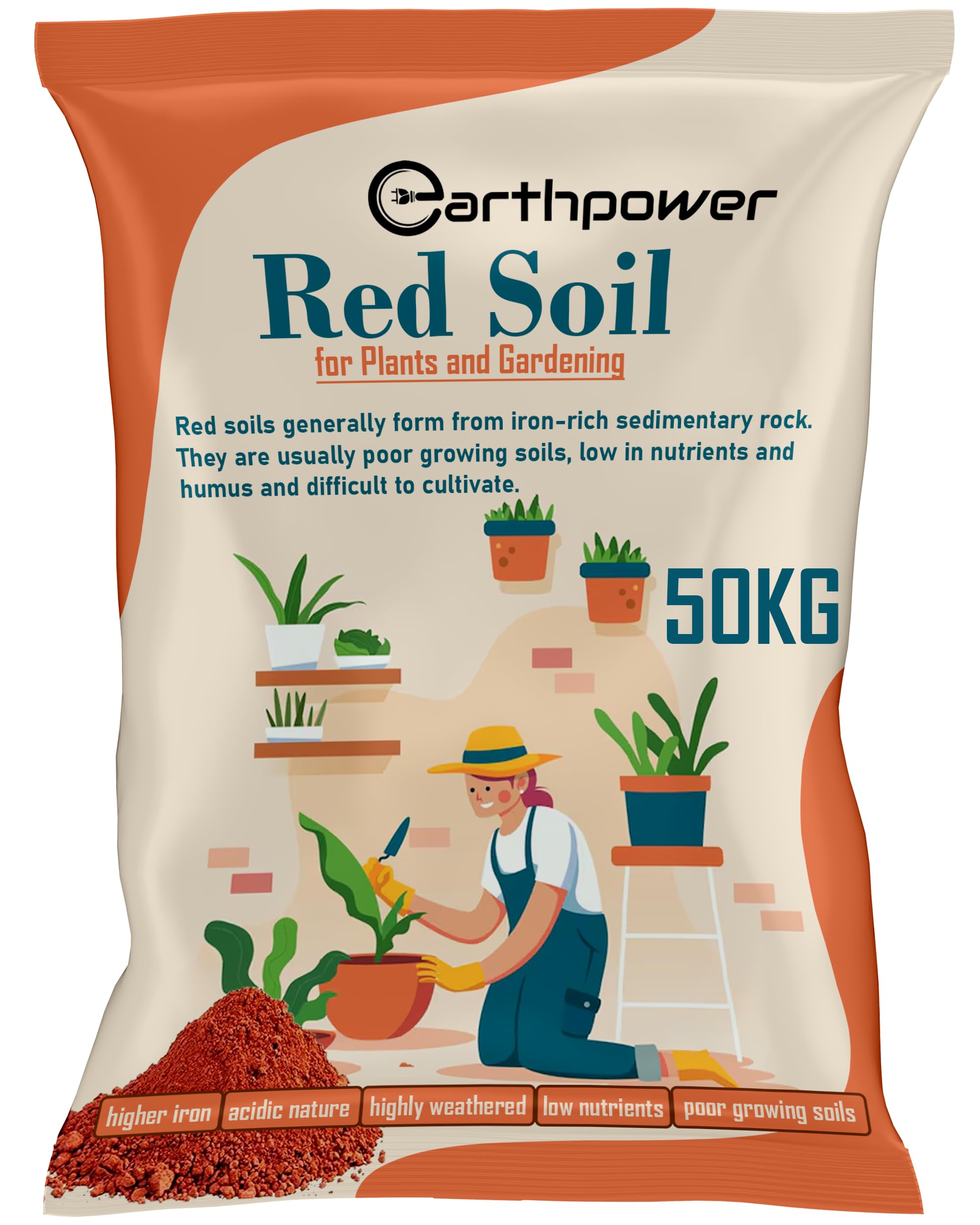 EarthPower Garden Red Soil for Plants - 50 Kg | Fertilizer for Plants | Manure for Home Gardening (B0D8ZRFXSJ) Amazon Price History, Amazon Price Tracker