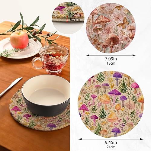 Miniatura 259 de Trivets for Hot Dishes Pots and Pans 2 PC Pot Holders Heat Resistant Cotton Round Potholders for Kitchen Countertop Decorative Autumn Maple Leaves