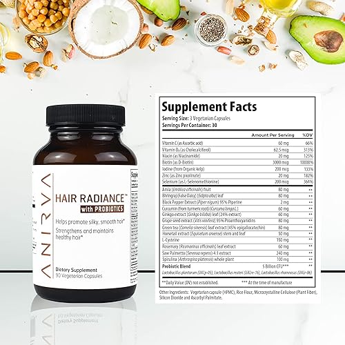 Vitamina prémium para el crecimiento del cabello con biotina, extracto de cola de caballo y 20 ingredientes para un cabello más grueso, fuerte y un