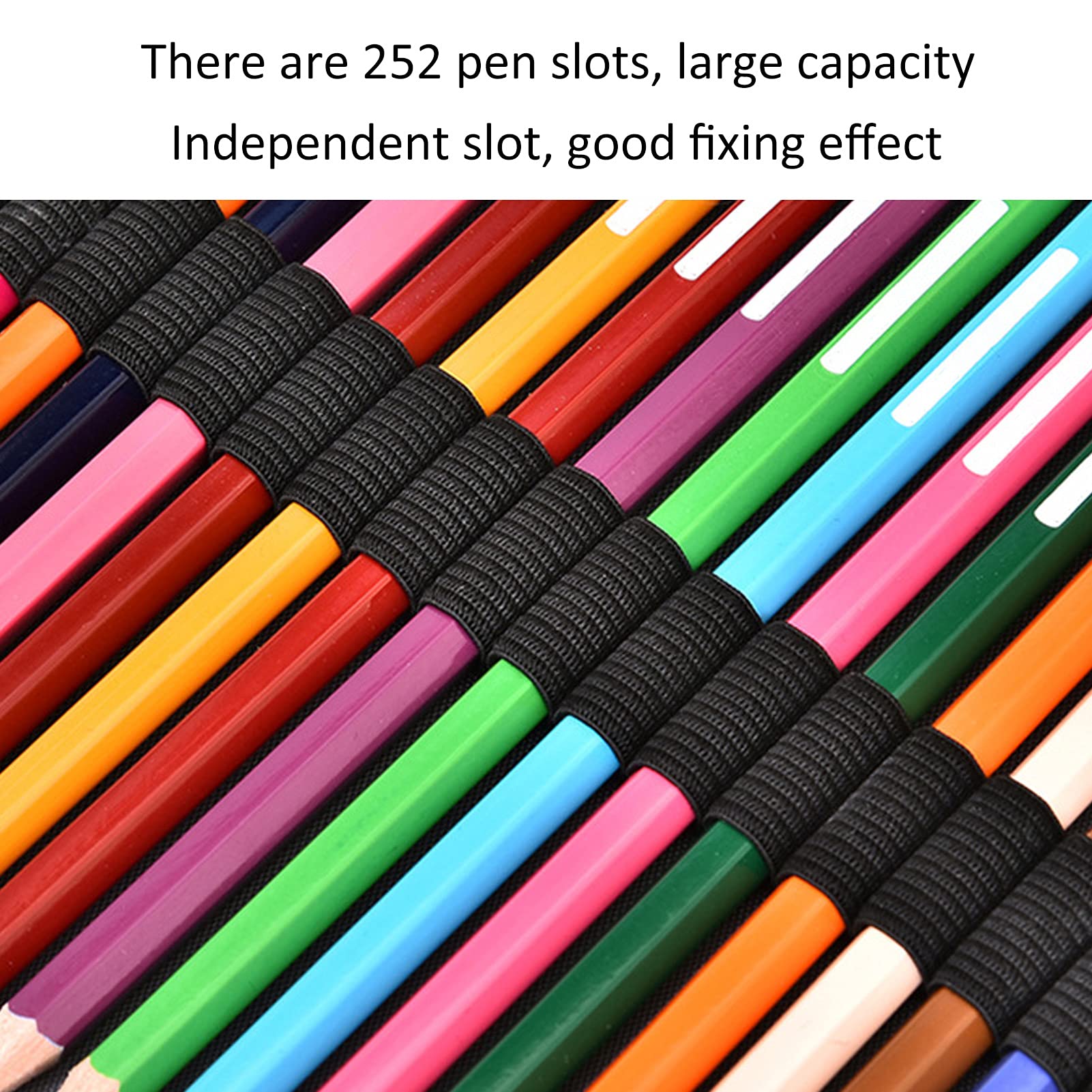 Cyrank Astuccio per matite di Grande capacità, 252 Slot Portamatite Astuccio per matite Organizer per matite con Cinturino per Manici Pratico Astuccio per matite Colorate(Verde)