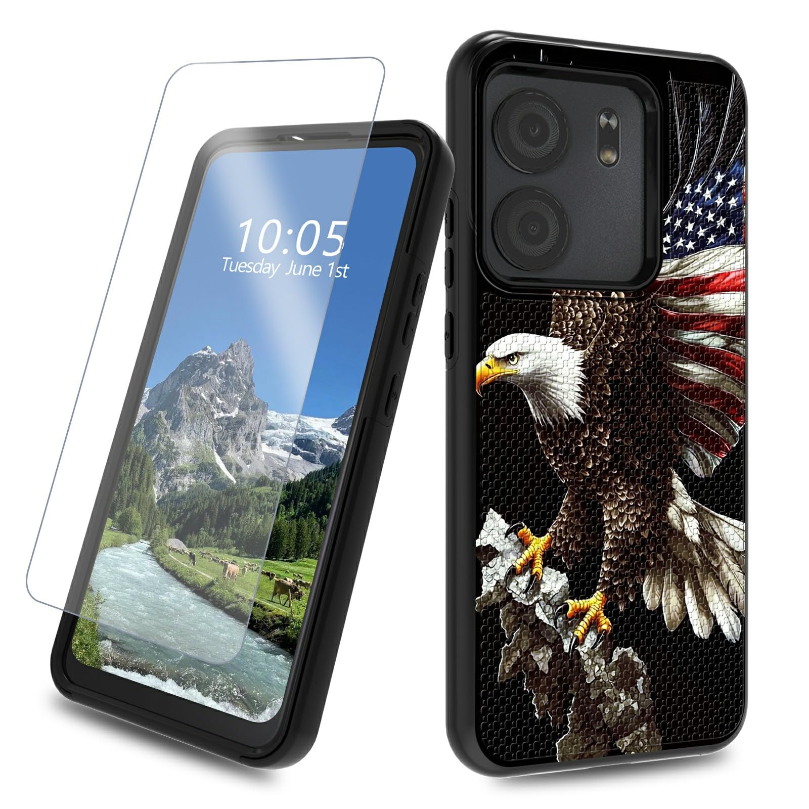 DIGTIALL for BLU View 5 B160V Phone Case with Tempered Glass Screen Protector Hybrid Dual Layer Heavy Duty Shockproof Protective Cover for BLU View 5,