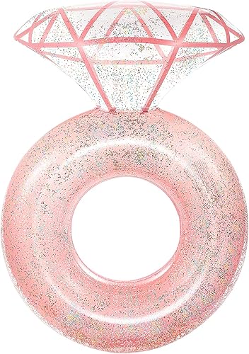 Miniatura 11 de HeySplash Flotadores de Piscina, Flotador de Piscina de Anillo de Diamante Inflable, Flotador Grande de Anillo de Compromiso para Despedida de
