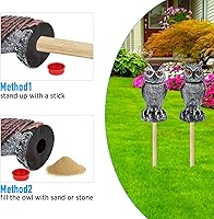 Vista 5 de Hedoc 2 Pack Señuelos de búho falso para ahuyentar a los pájaros, cabeza giratoria Disuasivos de aves, estatuas de plástico de espantapájaros