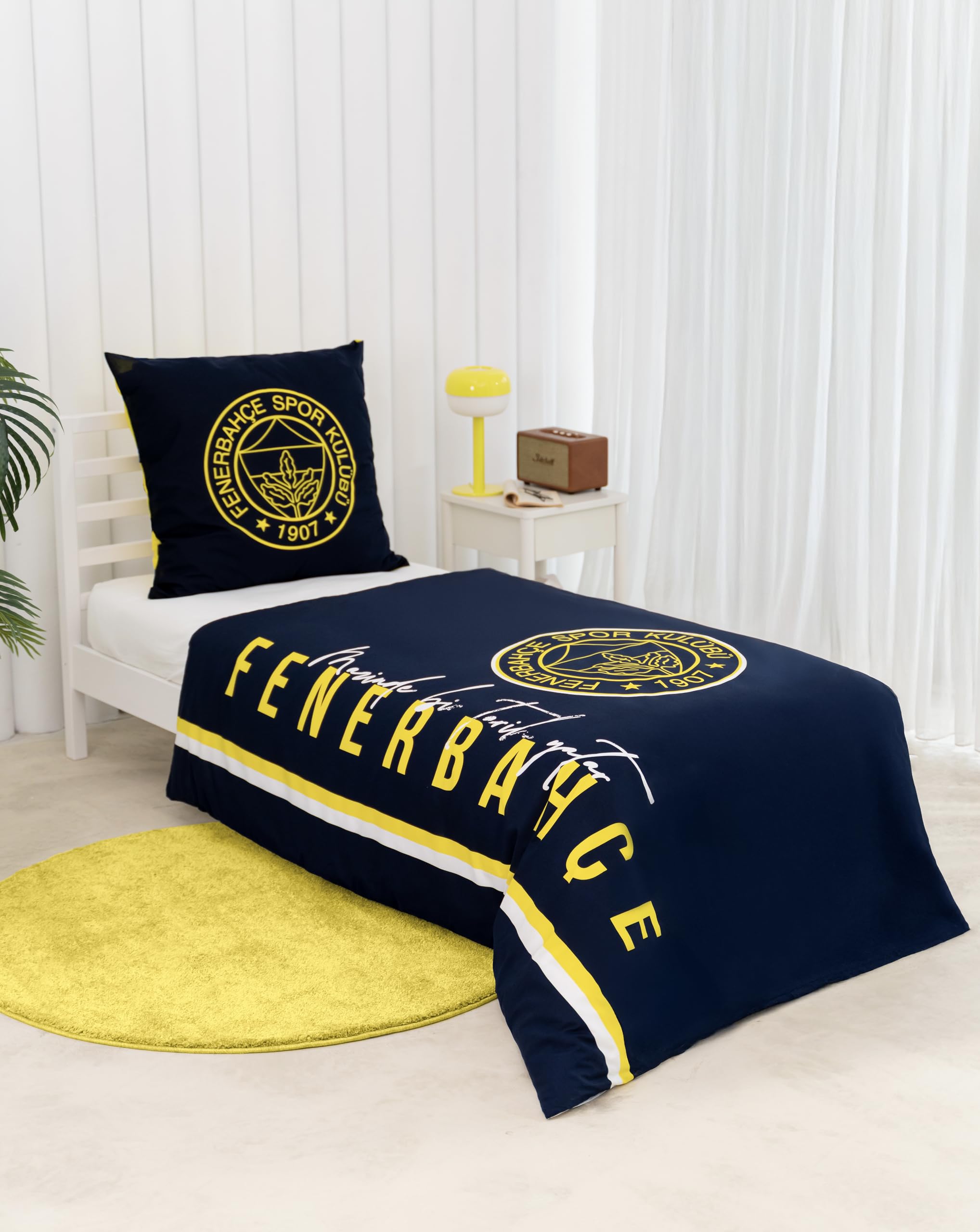 TAÇ Fenerbahçe Bettwäsche-Set 2 teilig - Bettwäsche 135x200 und Kopfkissenbezug 80x80-100% Baumwolle Super Weich - Doppelseitiger Kinder Bettwäsche für Jungen und Mädchen