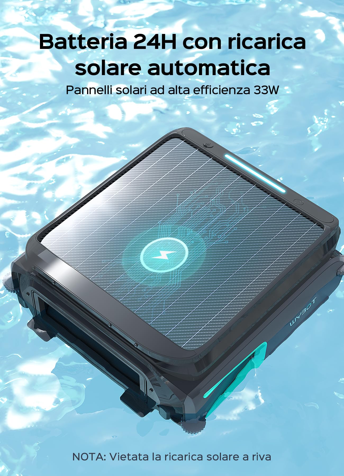 WYBOT F1 Skimmer Piscina Fuori Terra Duale (Solare + Batteria), Pulisce La Superficie dell’Acqua, Controllo Tramite App, Funziona 24h, per Tutti I Tipi di Piscina-Robot Piscina Senza Fili,Verde Oliva
