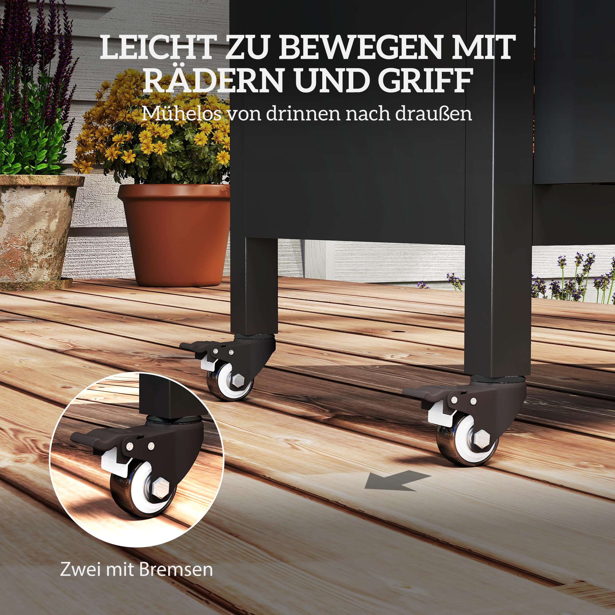 Outsunny Grillwagen 3-Etagen klappbar mit Arbeitsfläche, Edelstahl BBQ Grilltisch, 116x50x93cm Schwarz