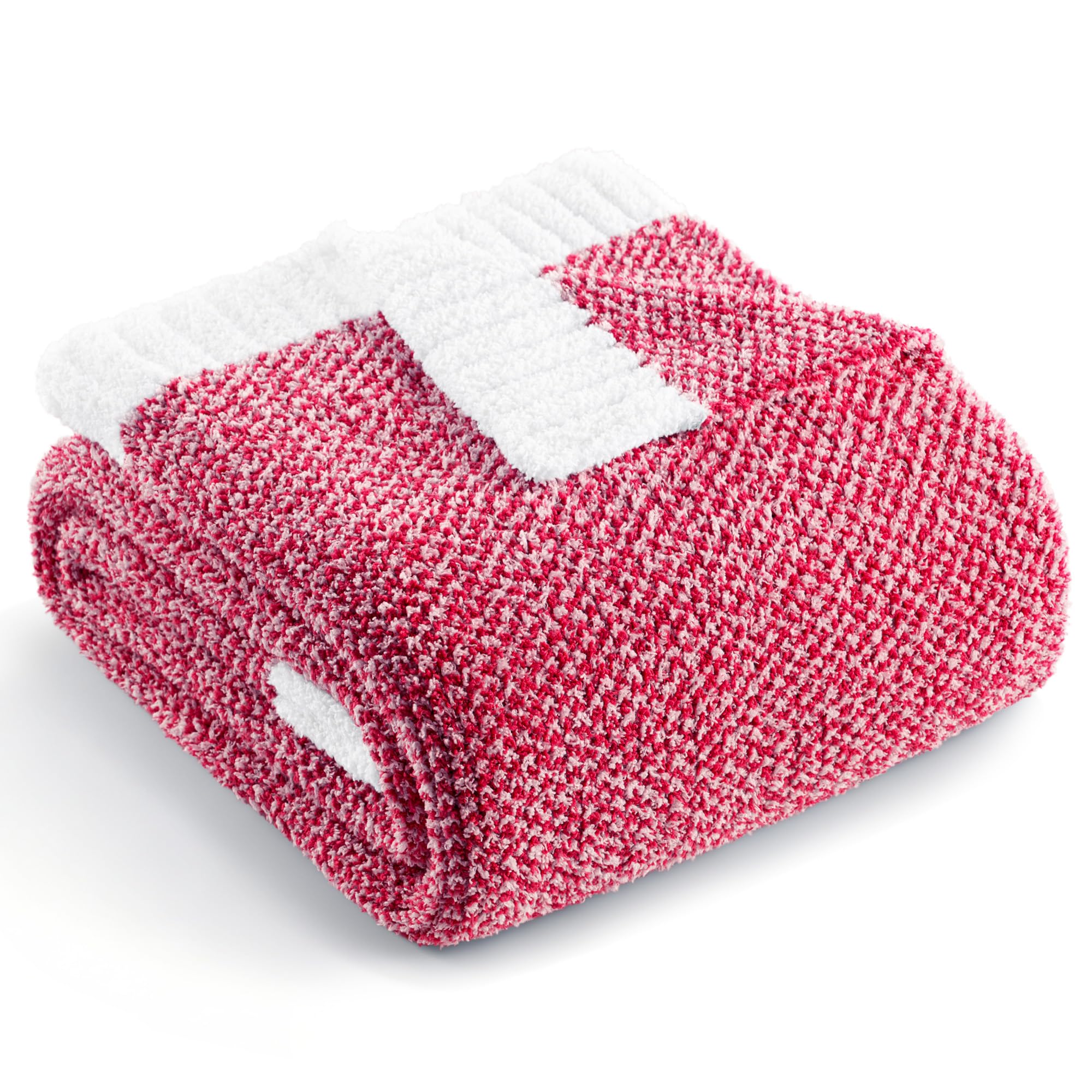 Exclusivo Mezcla Double Size Knit Blanket for Bed, Ultra Soft and Warm Reversible Woven Blankets, Cozy Snuggly Throw for Couch Bed and Home Decor, Heather Red, 150x200 CM