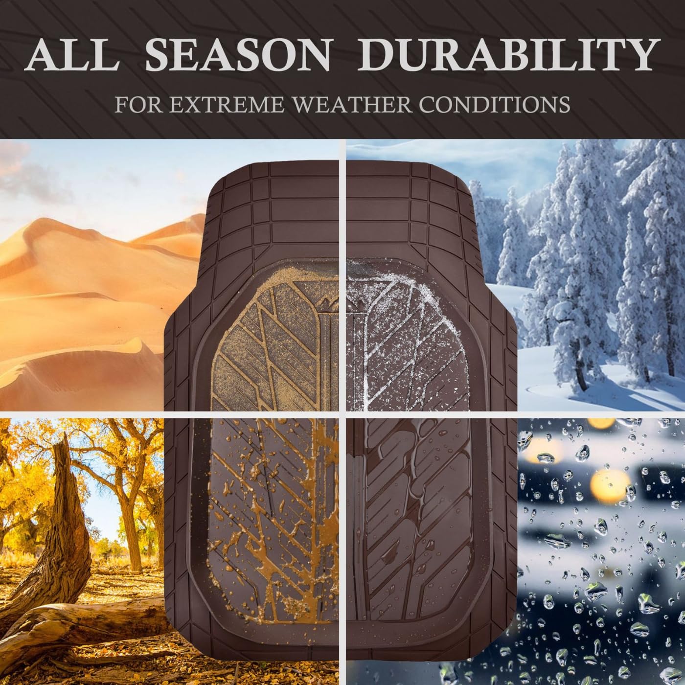 Tappetini Auto Compatibili Con Dacia Spring (2020-2024) - Set Di 4 In Alpha-Tex, Battitacco Rinforzato, Bordo Marrone, Antiscivolo E Facili Da Pulire