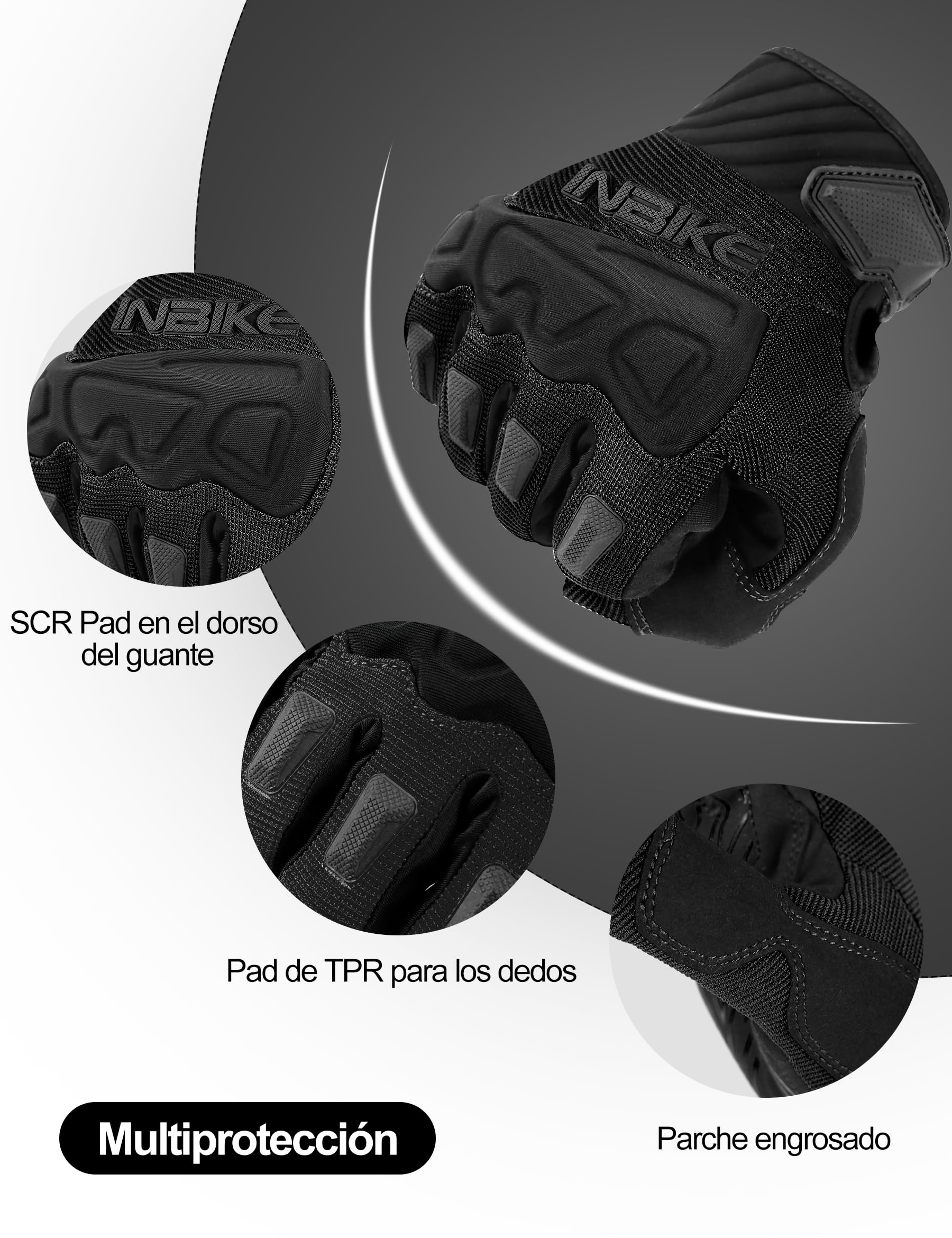 INBIKE Guantes Ciclismo Hombre Largo Pantalla Táctil Acolchado Antideslizante