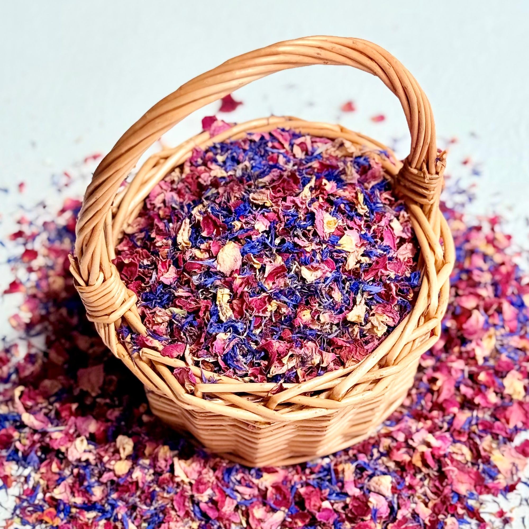 Natural Petal Confetti - 10 Litres - 'Amethyst Fusion' mix of Burugndy, Pink & Purple Rose with Blue Cornflower - Biodegradable (61) โ image 1