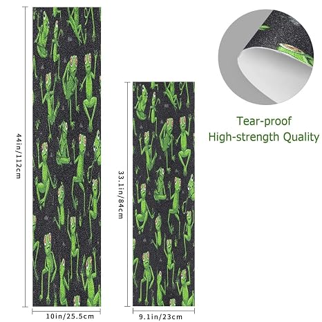 Skateboard Grip Tape 33.1x9.1 inch Green Frogs Anti-Slip Abrasion Longboard Grip Tape for Teens Girls Boys