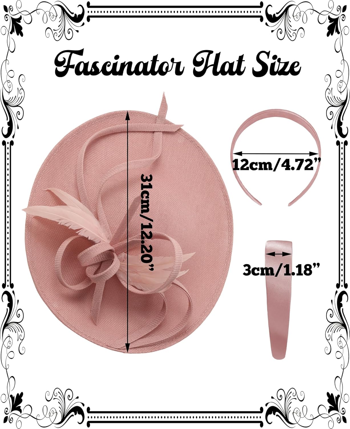 Kidukso Fascinators Hat 20s 50s for Women Derby Hat Vintage Feather Headband for Tea Party Church Wedding Cocktail