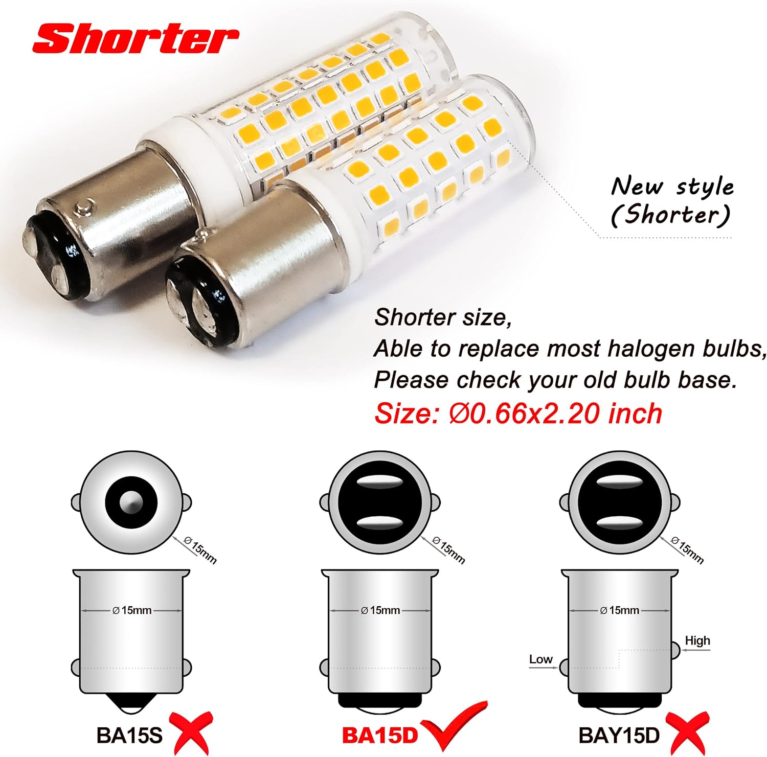Ziomitus BA15D 120 Volt Double Contact/DC Bayonet Base Led Light Bulbs 50 Watt-75 Watt Replacement, T3/T4/C7/S6, 2700K Soft Warm White BA15D 5W Led Sewing Machine Bulbs, Non-dimmable, 5Pack