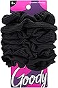 Goody Ouchless Jersey Scrunchies 8 Count Black Fabric Hair Ties, Dentless Damage-Free Secure Hold, Soft Stretch Accessories for Women Men All Hair Types