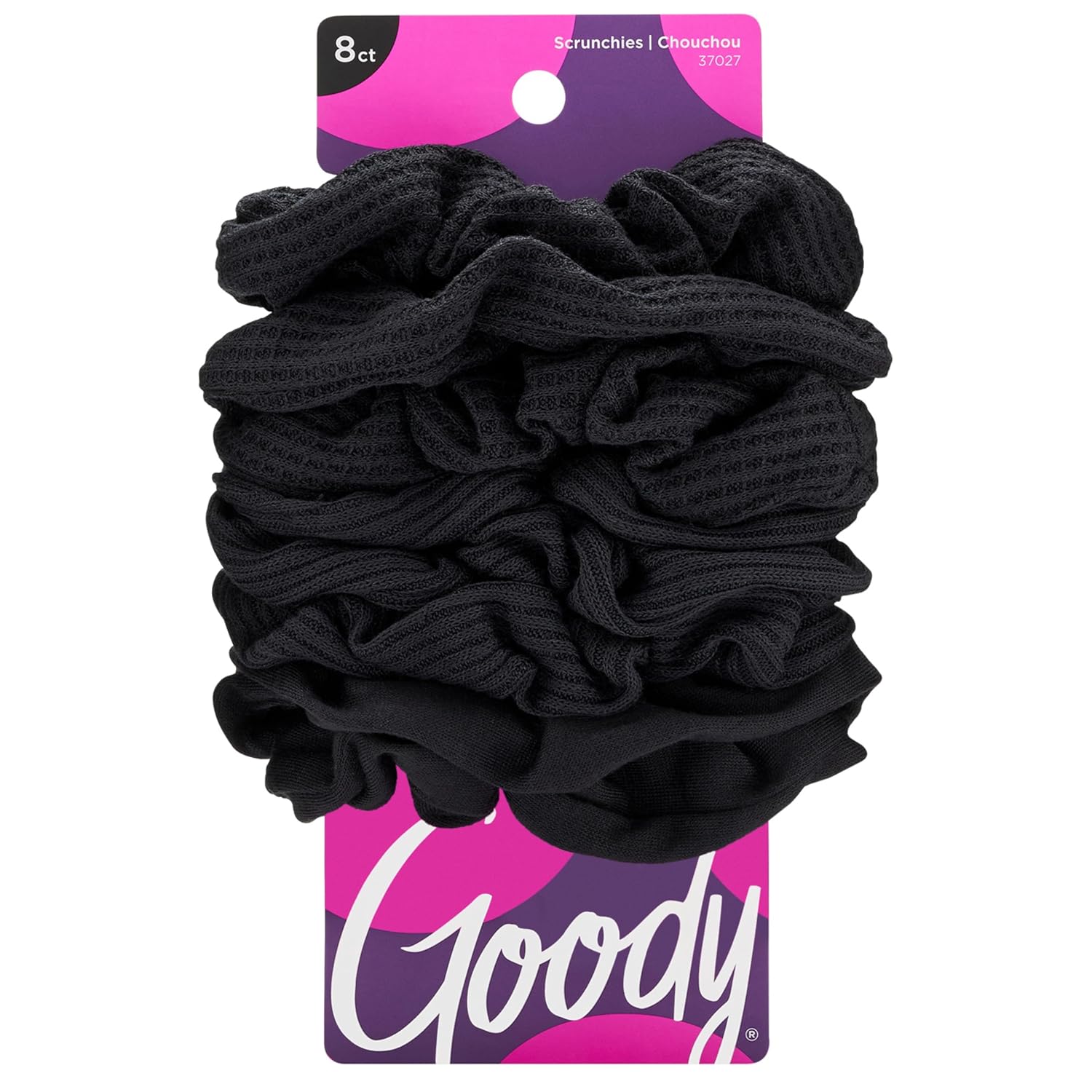 Goody Ouchless Jersey Scrunchies 8-Pack Black: Damage-Free Hair Ties with Secure Hold for All Hair Types