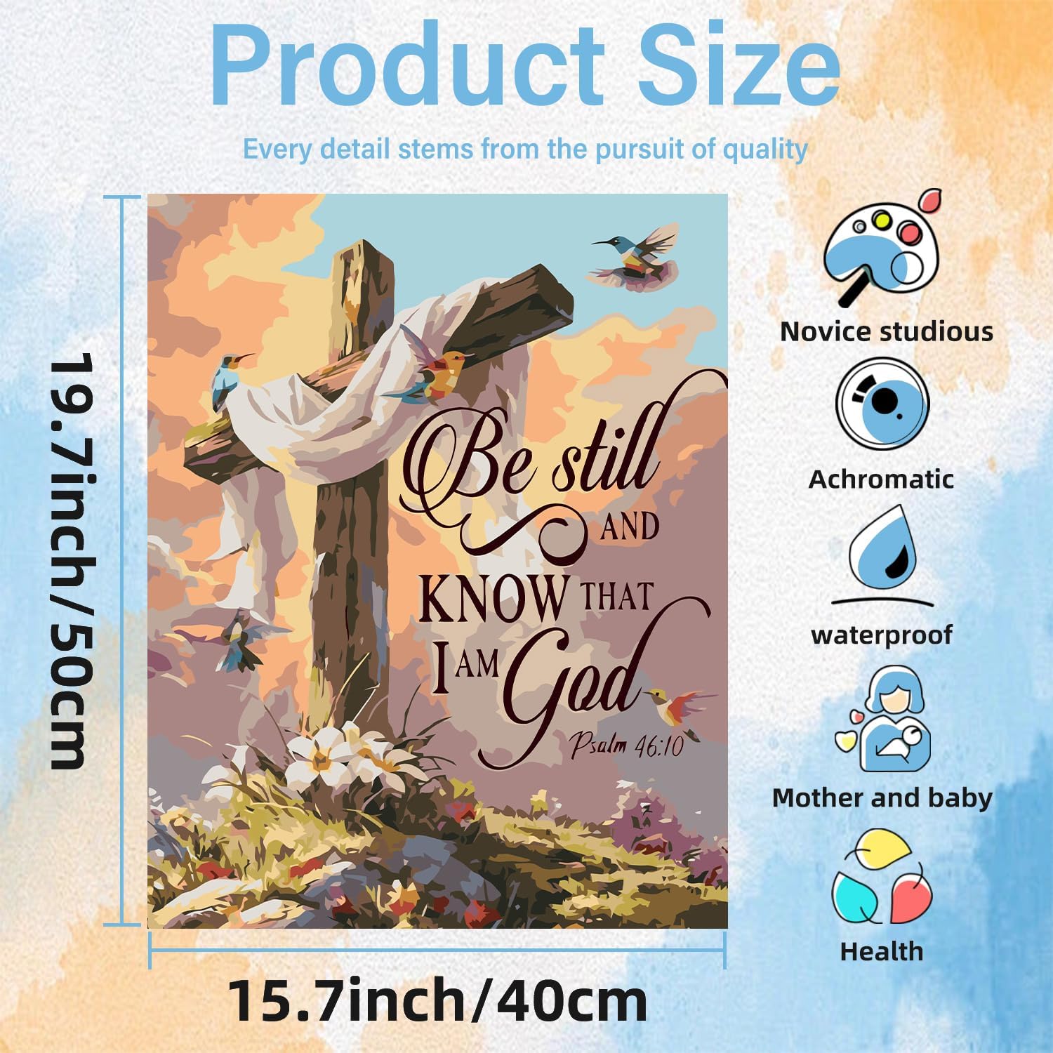 Aestalrcus Paint by Numbers for Adults, Cross Religious Paint by Numbers Kit for Adults, Adult Paint by Number Gifts and Home Decor 16x20 Inch