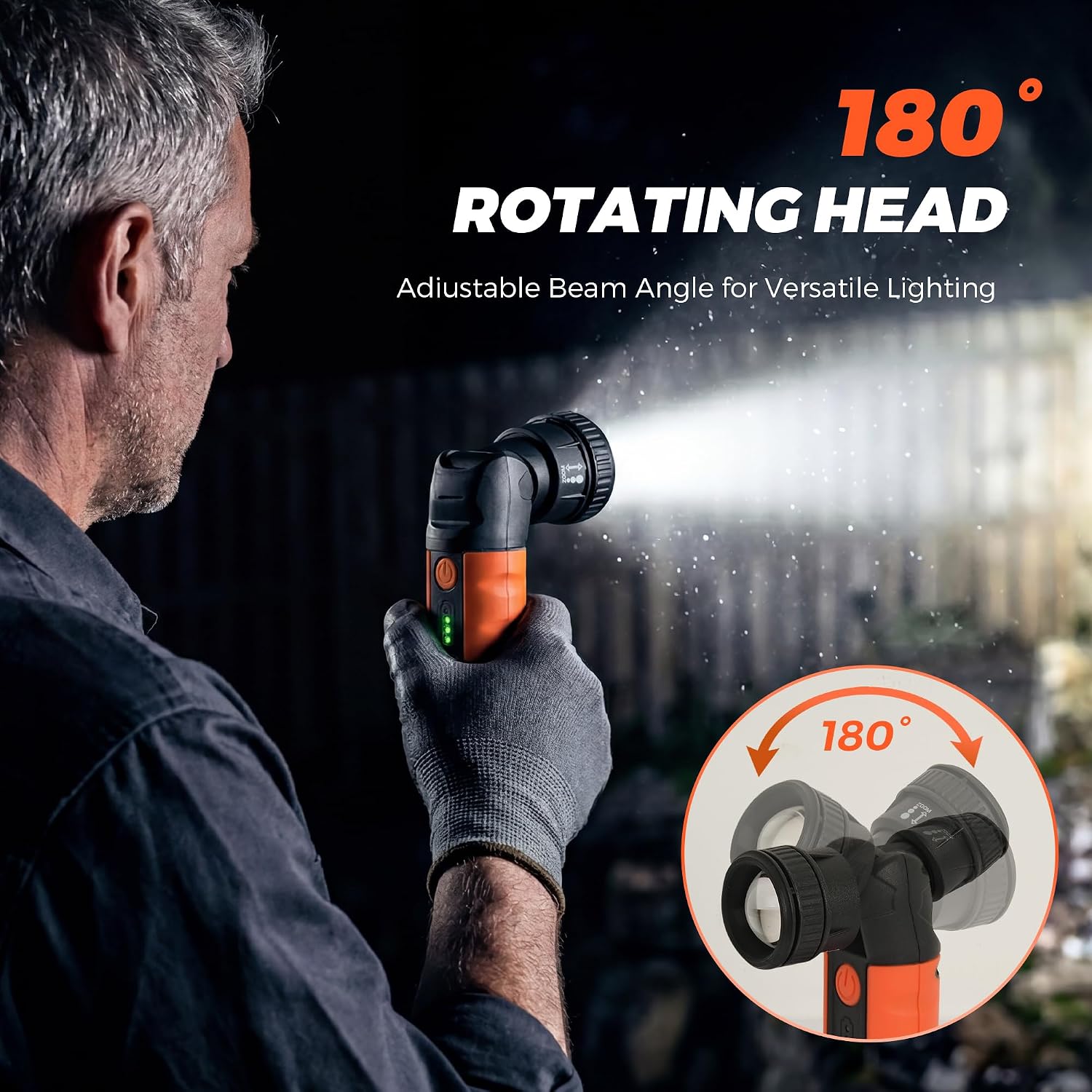 Rechargeable Flashlights High Lumens, LED Flashlight with Zoomable & 180° Swivel Head, 3 Brightness Modes, IP54 Waterproof IK08 Impact-Resistant Magnetic Flashlight for Emergency, Camping, Home Use