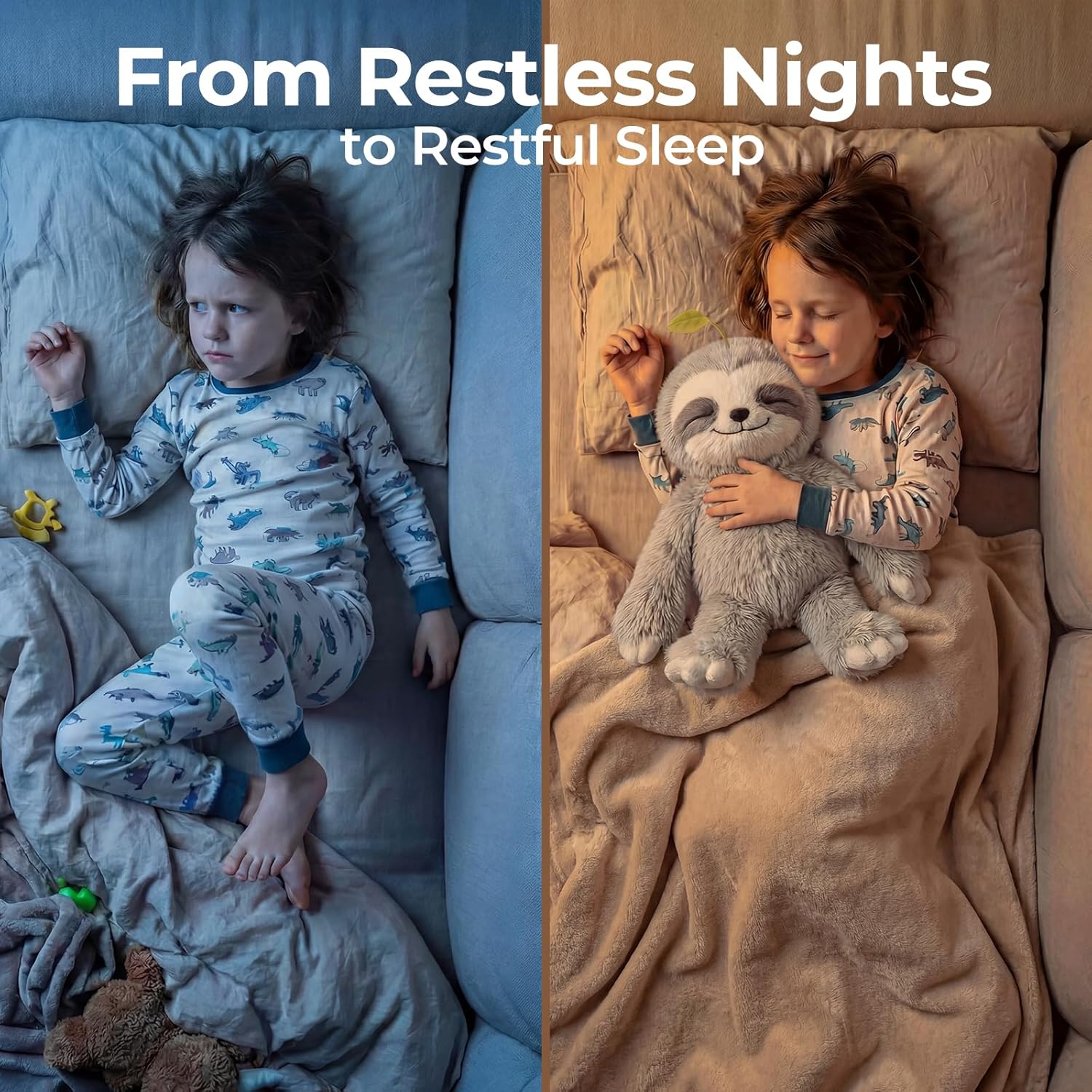 Mewaii 4 Lbs Weighted Stuffed Animals with Heating Pad- Heavy Belly & Limbs, 15" Sloth Heated Plush for a Realistic Hug, Super Soft Fluffy Plush Toy for Kids - Image 4