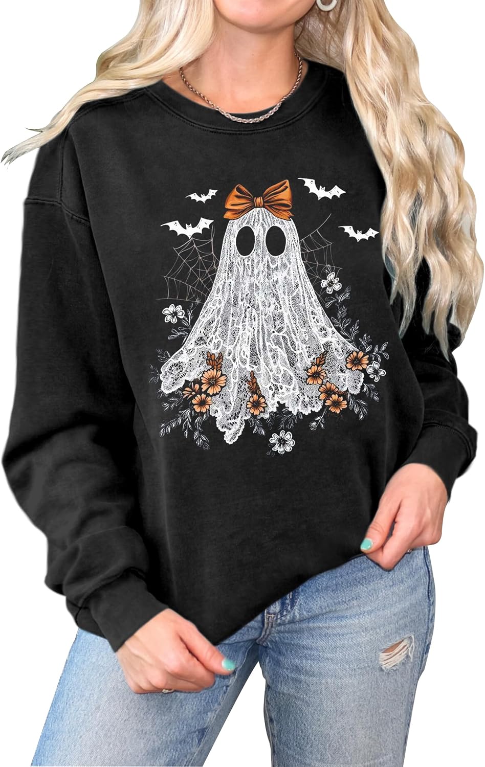 LANMERTREE Girls Will Be Girls Halloween Sweatshirts Women Vintage Witch Halloween Tops Crewneck Halloween Pullover Tops