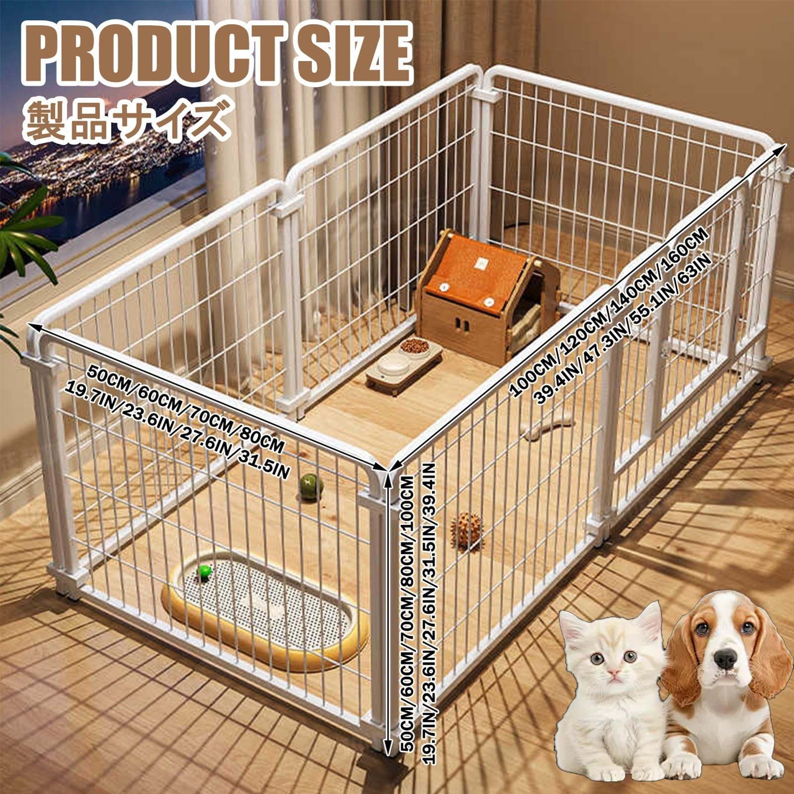 Box per Cani Recinto per Piccoli Animali Recinto per Cani da Interno Recinto per Cani in Ferro Recinto per Cani Recinto per Animali Domestici con Porta(Black,120 * 60 * 60CM)