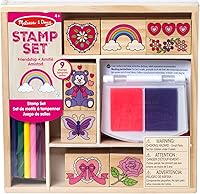 Melissa & Doug Friendship Wooden Stamp Set - 9 Stamps, 5 Colored Pencils, 2-Color Washable Ink Pad, FSC Certified Kids Craft Kit