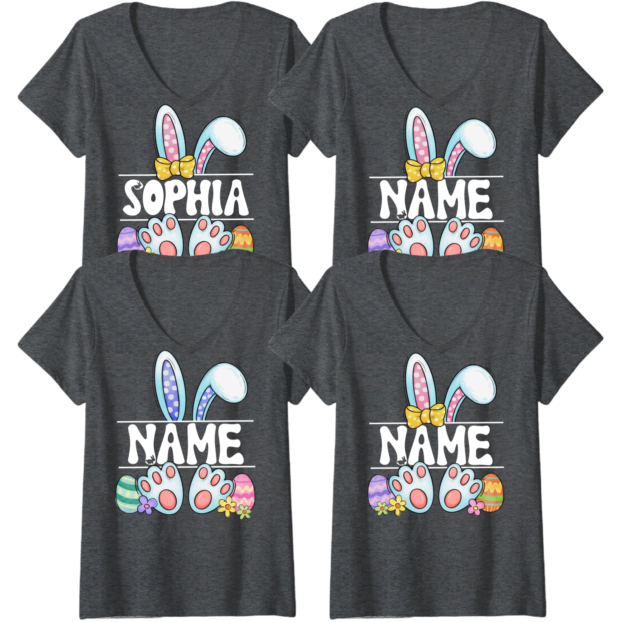Custom Funny Bunny Easter T Shirt, Personalized Rabbit with Your Name & Customizable Text Shirts, Cute Happy Easter Top Tee
