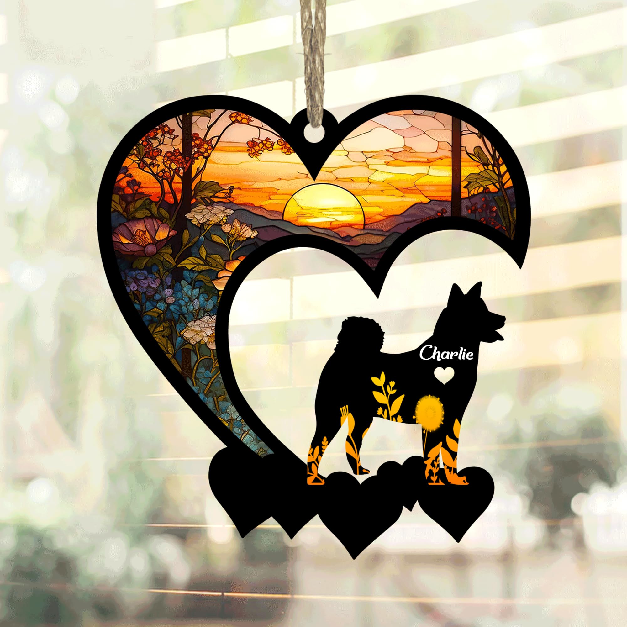 Lovely POD Shiba Inu Suncatcher, Personalized Shiba Inu Memorial with Name, Shiba Inu Loss Suncatcher, Dog Remembrance Gift, Dog Memorial Ornament, Loss of Dog Sympathy Gift