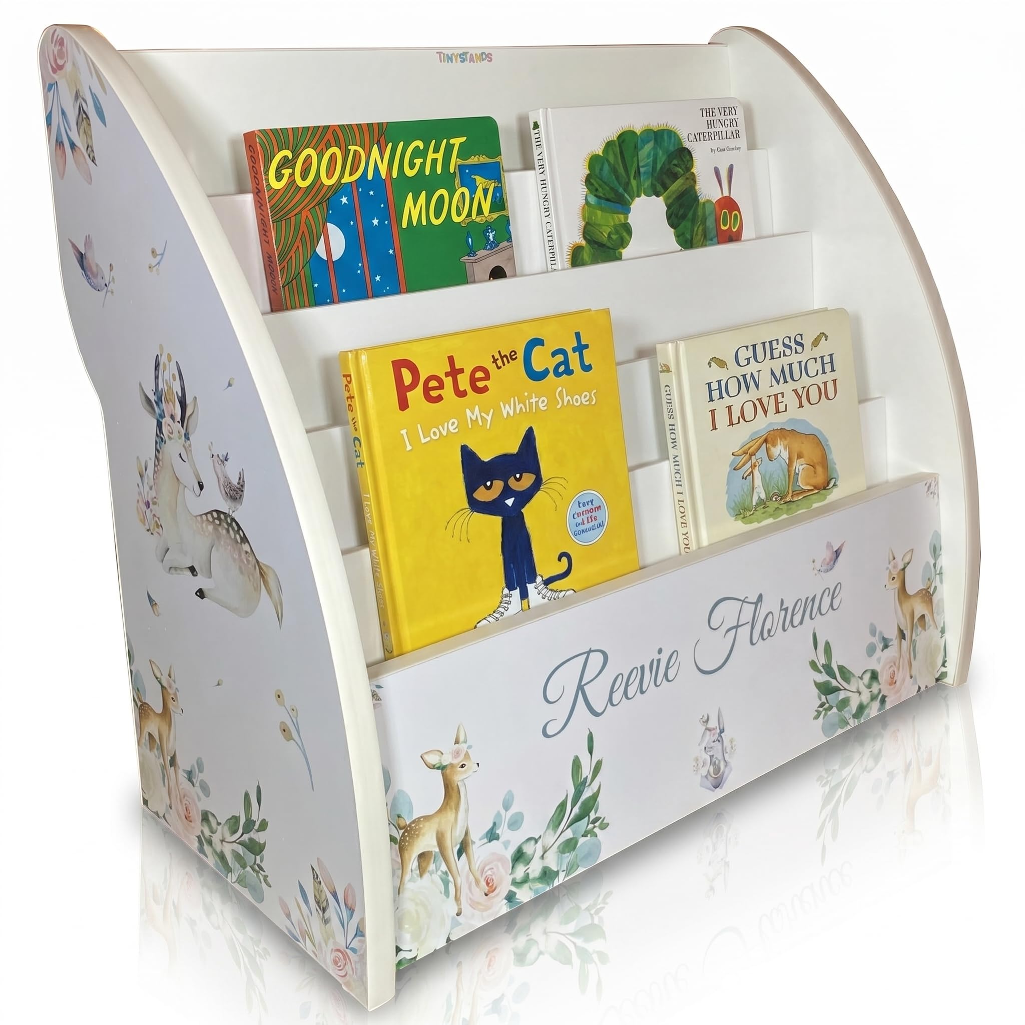 TINYSTANDS Personalised Deer Child Bookcase | Handmade, Child-Safe Kids' Bookshelf for Toddlers (Deers | Standard) — image 1