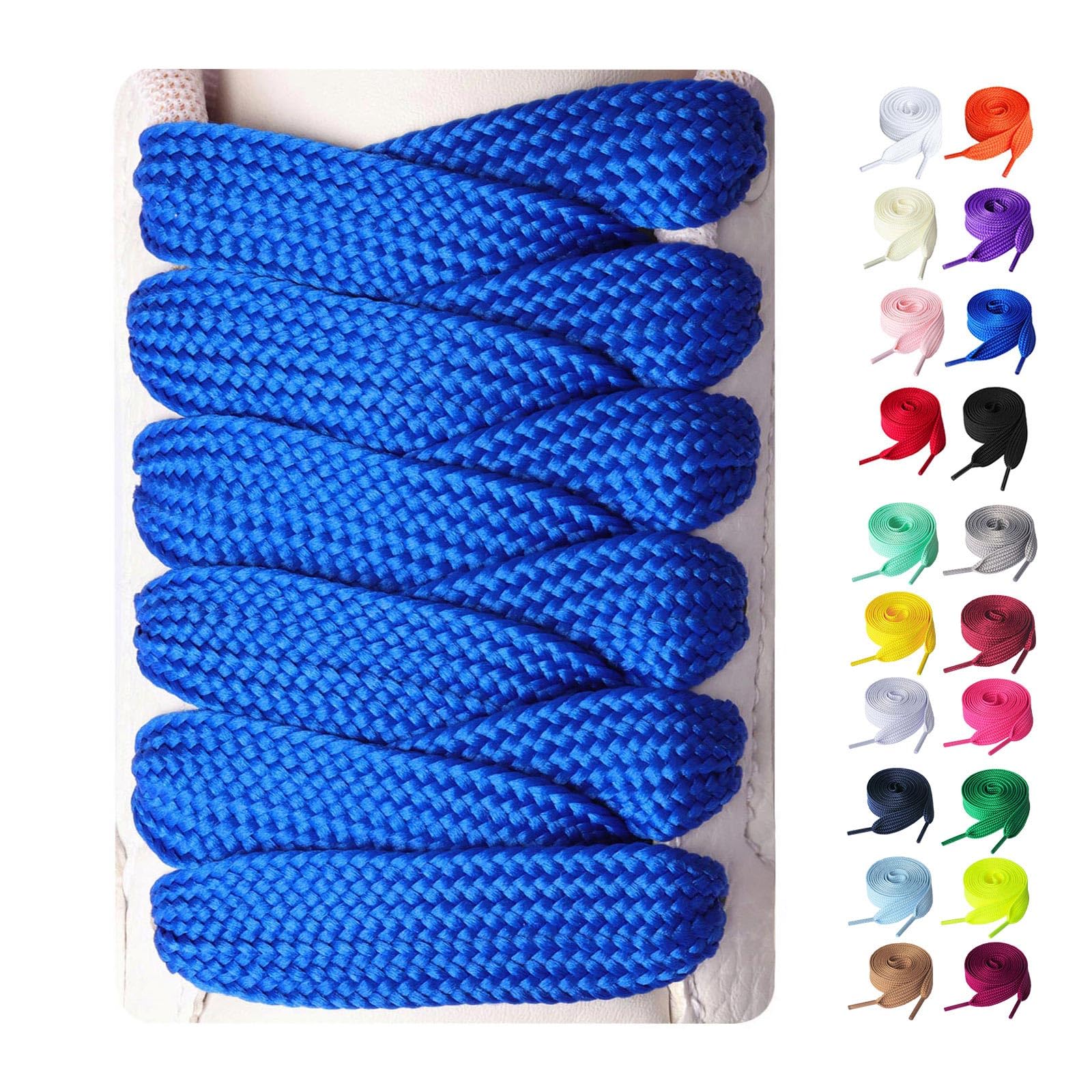 Booyckiy 2 Pairs Fat Sneakers Shoe Laces, 15mm Wide Athletic Shoelaces